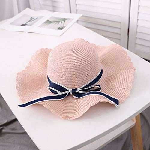 Easter Bonnet Tea DIY Straw Hat for Kids Child Birthday Easter Summer Beach Hat Travel (Pink, One Size)2