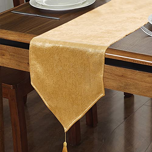 WAITER TREE Camino de Mesa Brillante Corredor por Cocina Impermeable Decoración para Fiesta Comedor (35x240cm, Dorado) Cover