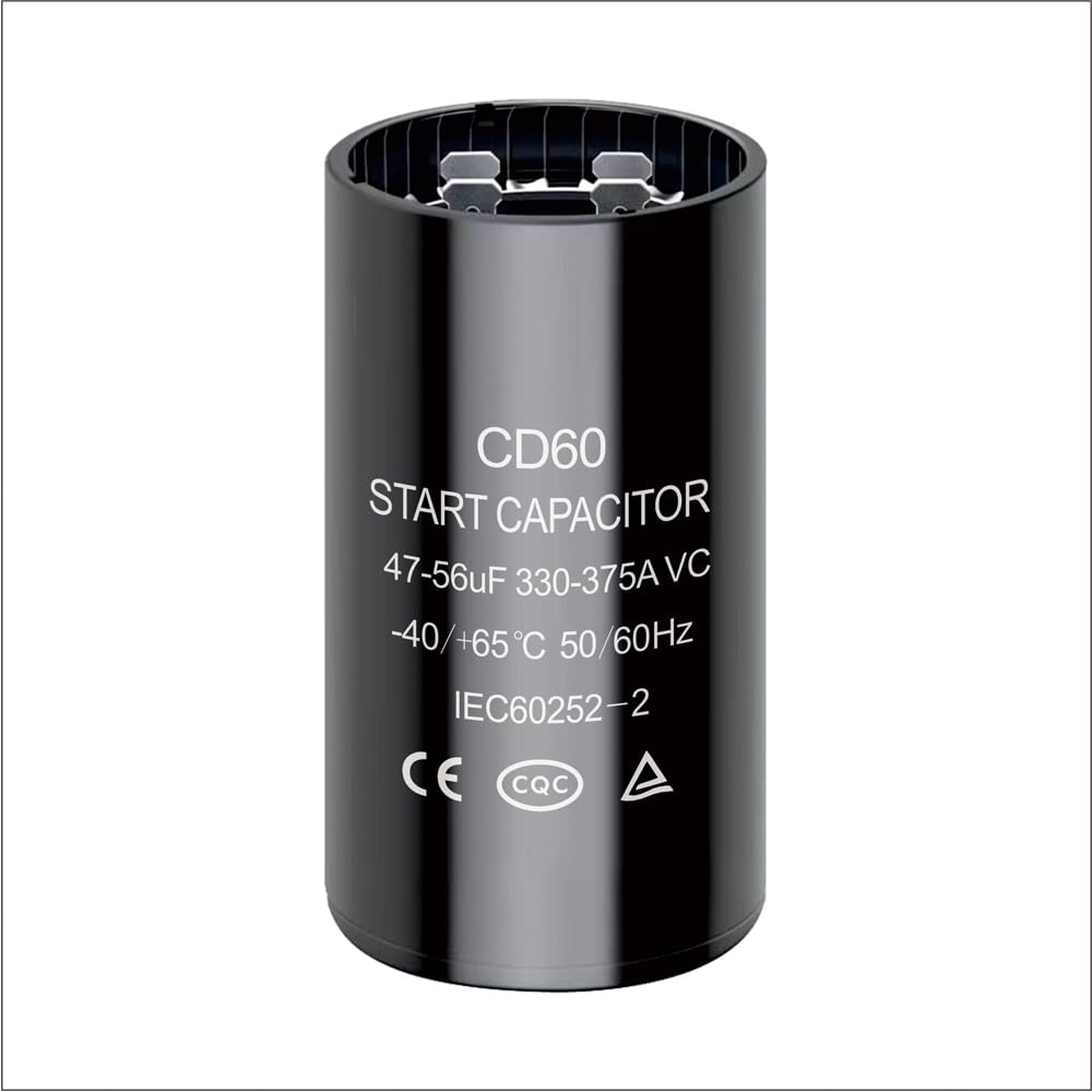 47-56 uf/MFD CD60 Round Start Capacitor ±20% 50/60 Hz 330-375 VAC Round Motor Well Pump Start Capacitor (47-56 uf/MFD, 1)