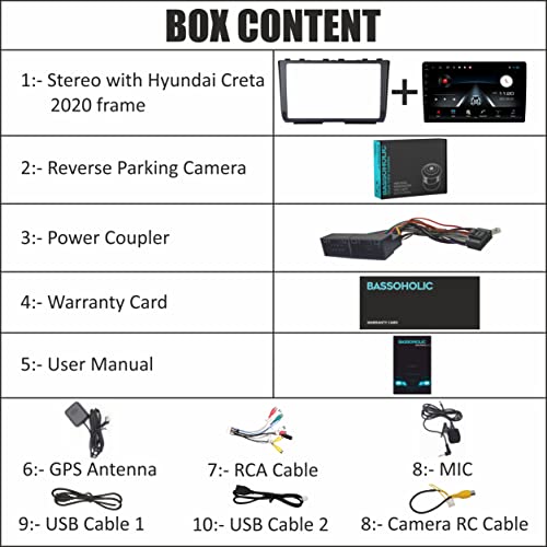 Image of 10 Inches Advanced Car Radio Receiver Android System For Hyundai Creta 2020 with 2GB /16GB RAM & ROM, Gorilla Glass /Full HD Display /WIFI /GPS /Steering wheel Connectivity and HD Parking Camera