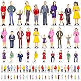 XIPEGPA 80PCS People Figurines Mini Trains Architectural 1:25 1:30 1:50 1:87 1:150 Scale Painted Figures Plastic Small Dollhouse People Standing and Seat