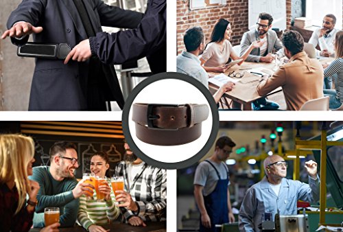 Thomas Bates Men's Metal Free Leather Dress Belt Security Friendly Highliner4