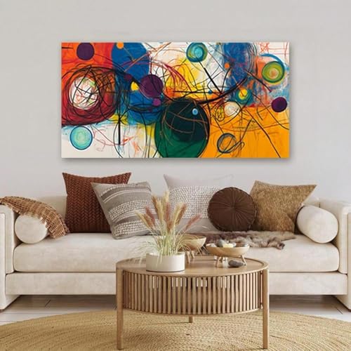 Cercles et rayures sur toile murale abstraite géométrique