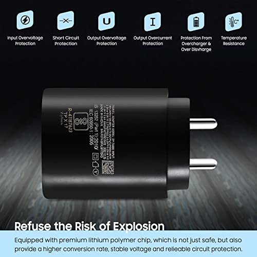 Image of 25W Type-C Super Fast Charger Compatible for Samsung Galaxy A34 5G /A54 /A14 /F14 /M14 Mobile Phone Charging True PD Adapter [Quick Charge] Power Delivery Rapid Adaptive Wall Charger - 25 Watt (Black)