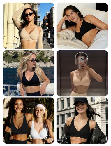 Image of Deep V Jelly Bras for Women Wireless Push Up Bralette Seamless Supportive