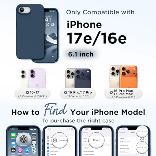 Image of GolbinBox Magnetic for iPhone 17e /16e Case, Silicone Cover, Dark Blue