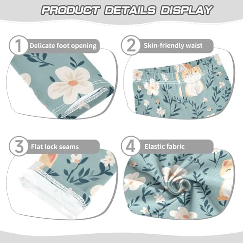 Cute Cat Girls' Leggings Toddler Doodles Flower Kids Yoga Pants Dance Active Tights 4T3