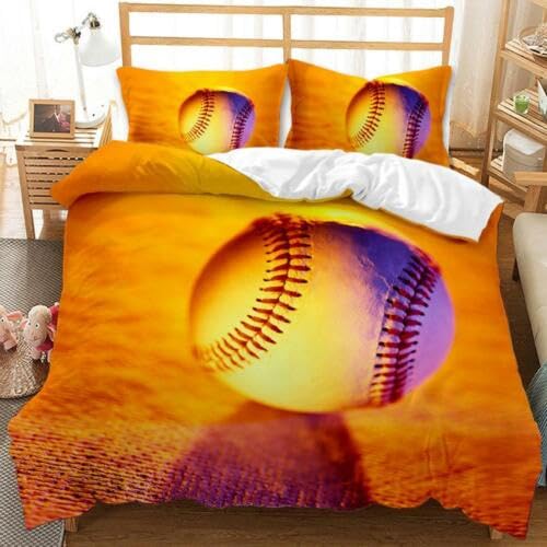 Housse de couette tennis orange 90x190 avec taie d'oreiller microfibre enfant