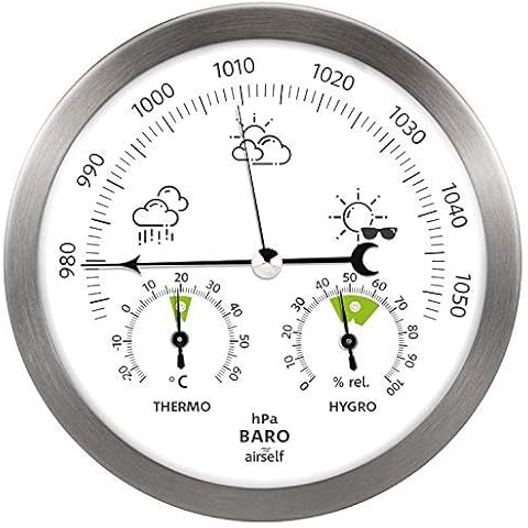 Wetterstation analog aus Edelstahl mit Barometer Cover