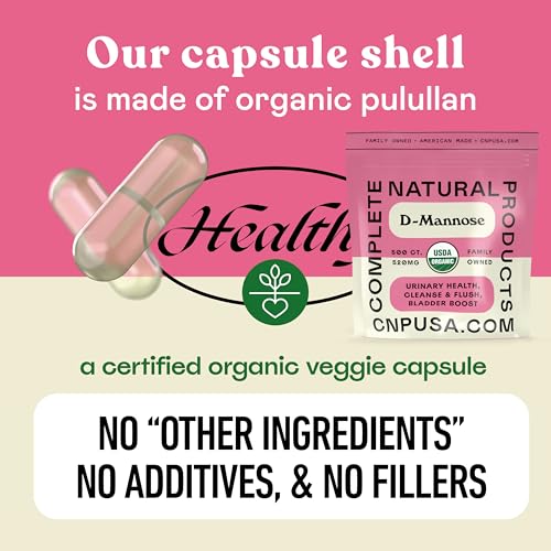 Image of D Mannose 520mg Capsules - Organic D Mannose Supplement for UT Support, Urinary Tract Bladder Health Pills, Plant Based Formula, Vegan Non GMO, No Fillers, 500 Capsule Count Made USA Certified Kosher