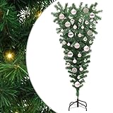 Gecheer Albero di Natale artificiale preilluminato rovesciato, design capovolto con luci LED, struttura in PVC verde, connessione USB, decorazioni festive, per salotto