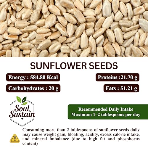 Image of SoulSustain Sunflower Seeds 200 GM, Shelled Sunflower Kernels for Snacking, Baking, Salads and Trail Mix, Vegan Protein, Keto Friendly, Non GMO, Bulk Snack Food