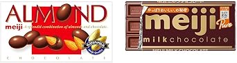 Meiji Almond Chocolate 2.8 oz 79 g x 10 Packs + Meiji Milk Chocolate 1.8 oz 50 g x 10 Packs