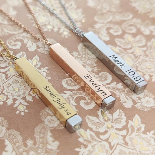 Personalized Secret Message Slide Bar Necklace Collection Custom Engraved Name, Date & Scripture Medical Alert Or Any Message You Want gift New Year's Eve jewelry2