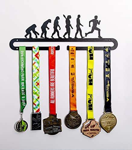 La tienda del metal Colgador de Medallas Deportivas - Medallero de Pared - Expositor de Medallas - Soporte de Medallas - Running, Natacion, Triatlon, Futbol - Acero Negro Texturizado - Homo Runner Cover