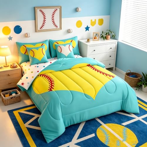 Image of Feelyou Softball Bedding Set King Size Kids Boys Girls 7 Piece