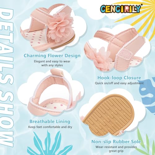 Image of CENCIRILY Infant Baby Girls Boys Sandals Summer Beach Outdoor Bowknot Soft Rubber Sole Toddler Princess Dress Flats Walking Shoes