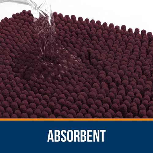 Image of OLANLY Bathroom Rugs Sets 2 Piece, Soft Absorbent Chenille Bath Mats and U-Shaped Contour Toilet Mat Area Rug Set, Machine Washable Bath Carpet, Home Decor Accessories(30 inchx20 inch+24 inchx20 inch, Black Cherry)