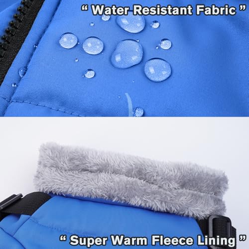 Hundemantel Wasserdicht, Warm Winterjacke für Mittlere Hunde Onesie Mantel mit Geschirr Winter Weste Jacke Hundepullover mit D-Rings(Blau, M)
