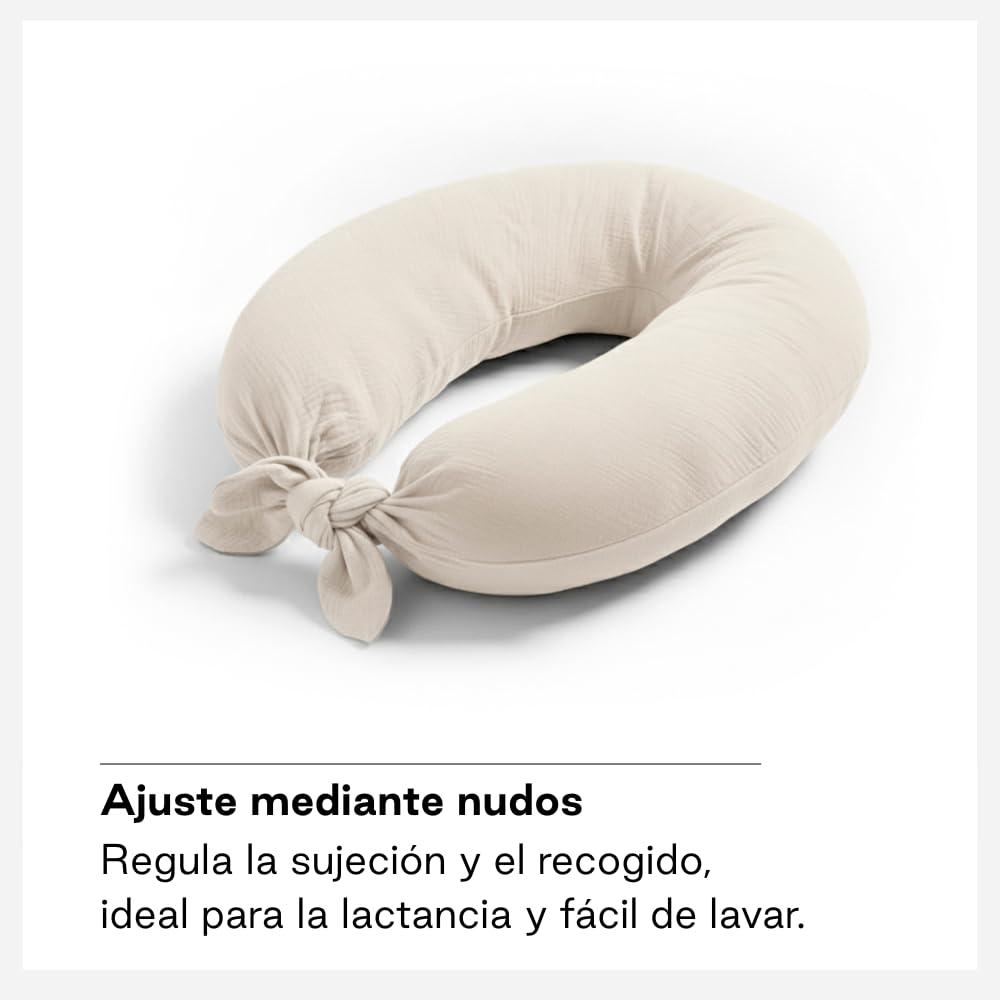 Jané Cojín de Lactancia XXL y Embarazo, Almohada para Dormir y Descanso, Funda 100% Algodón Muselina, Beige
