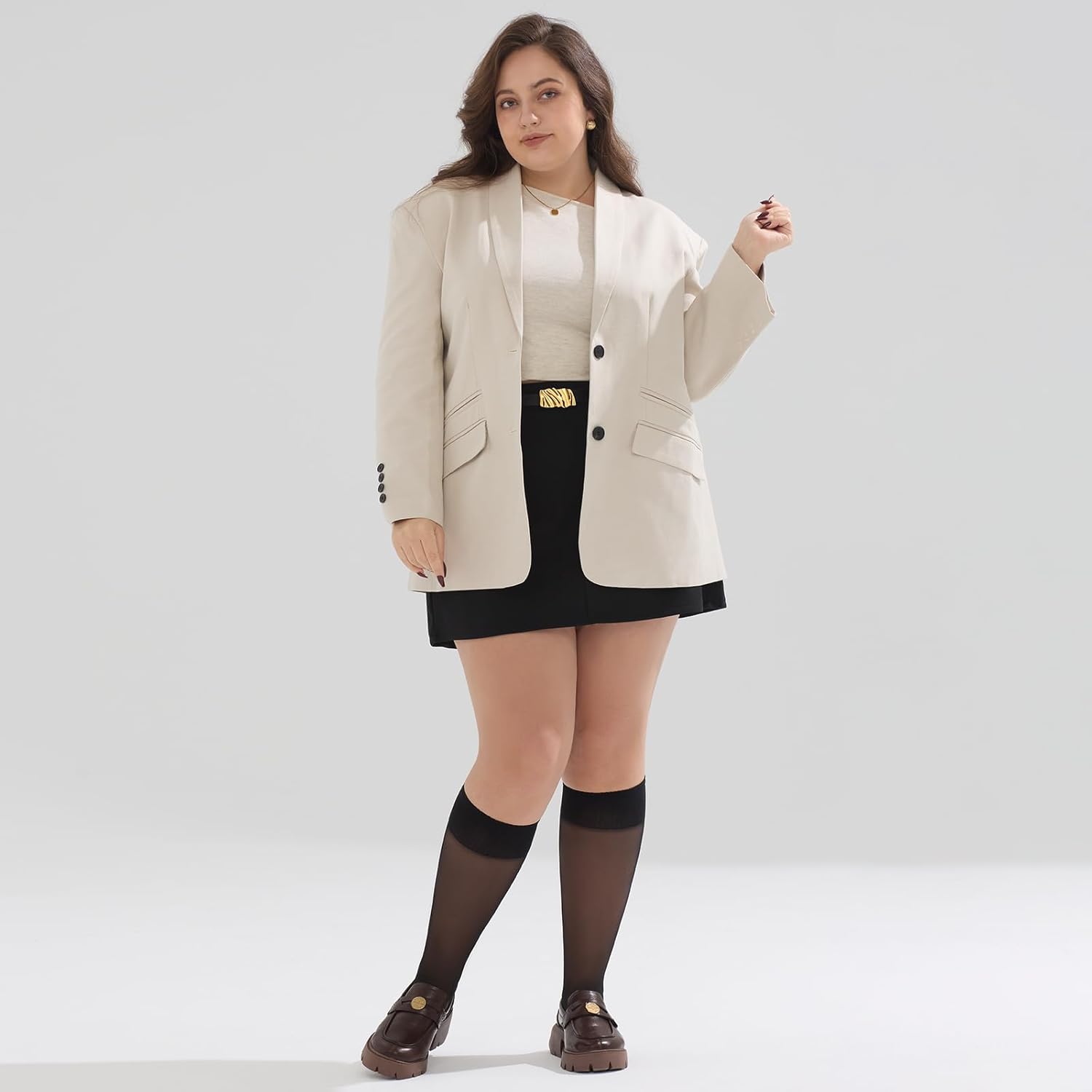 Yilanmy Plus Size Knee High Socks for Women Nylon Sheer Trouser Socks 6Pairs - Image 3