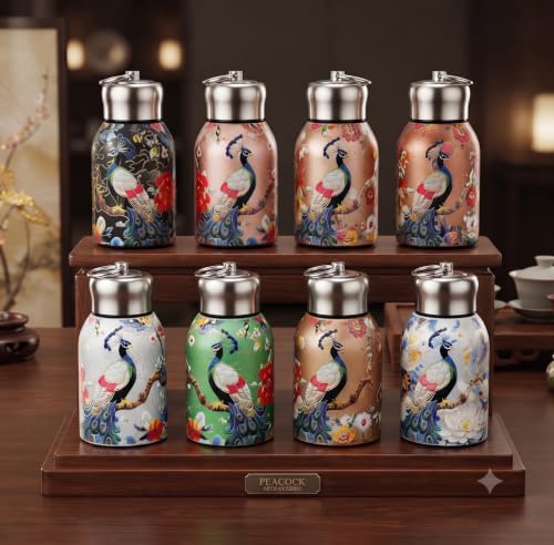 Image of Printed 300 ml Stainless Steel Water Bottle, Leakproof Double Wall Insulated Travel Flask, Beautiful Design Hot & Cold Beverage Bottle for Daily Use & Gifting