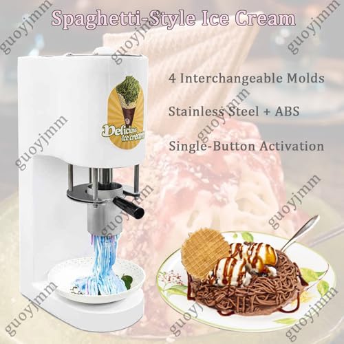 guoyjmm Nudel-Eismaschine, Elektrische Pasta-EIS-Pressmaschine, Edelstahl, 4 Austauschbare Formen, Leicht Zu Reinigen, Für Gelato- Und Dessertläden – Bild 3