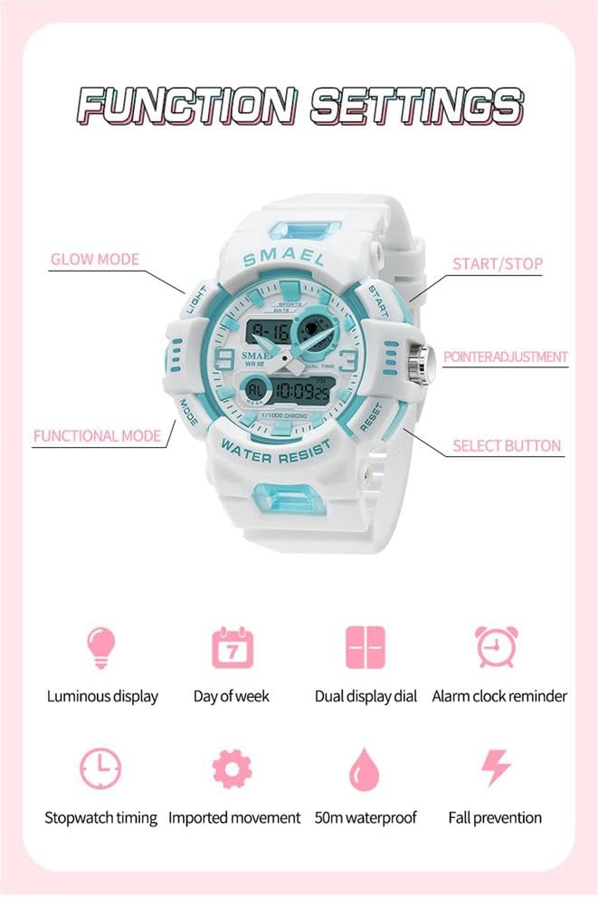 Reloj Deportivos para Niños Niño Niña Resistente Al Agua Digital Analógico Militares Impermeabl Deportivos Especiales Al Aire Libre LED Despertador Multifuncionales
