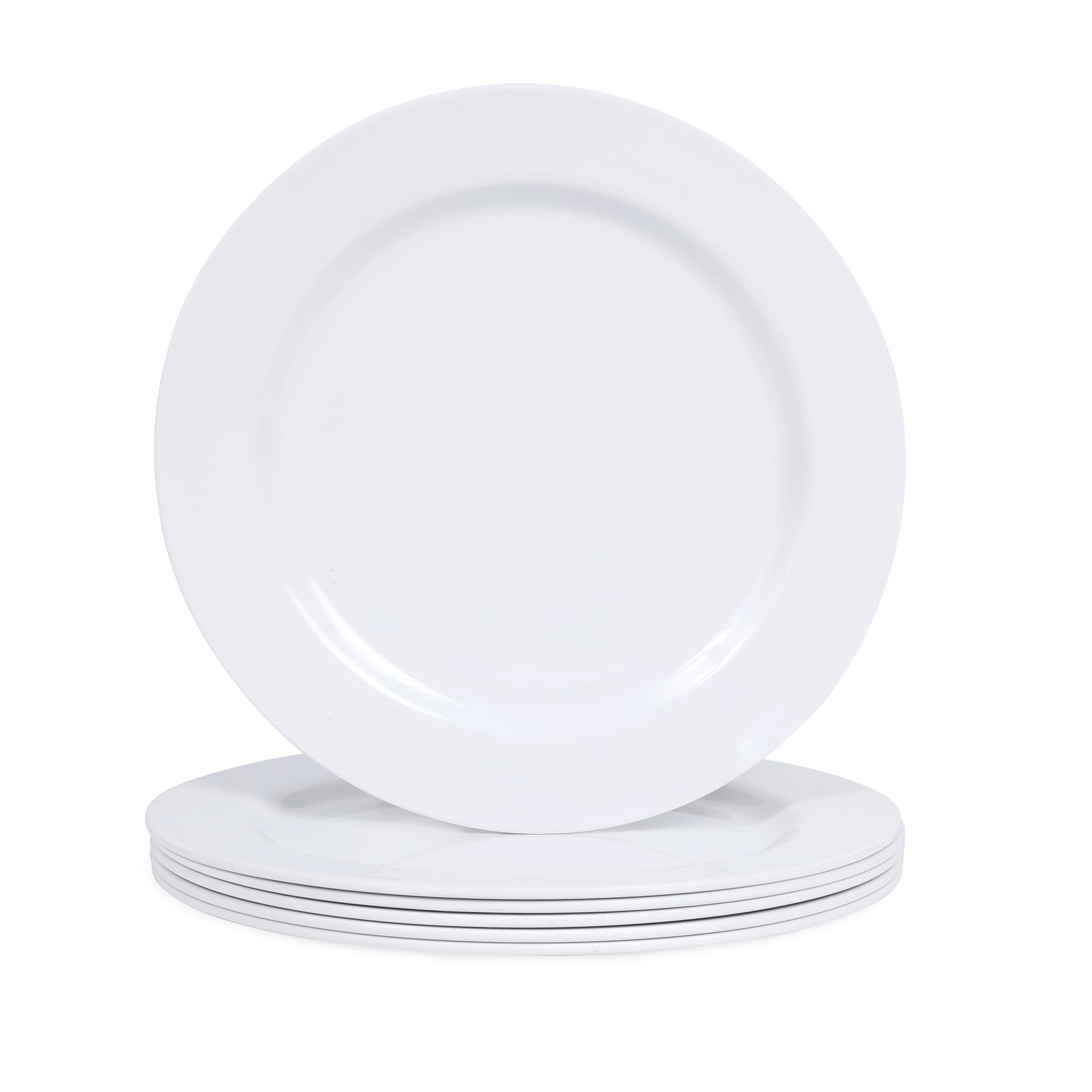 Melamine Dinner Plates Set - 10 3/4 Inch White Melamne Plates, 6pcs Dinner Dishes Set for Everyday Use, Dishwasher Safe,Unbreakable,White