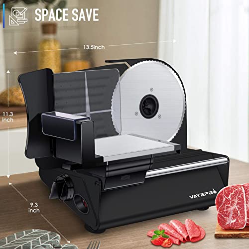 Vayepro Electric Meat Slicer Machine, Deli Cheese Bread Food Slicer, Dishwasher Safe, Removable Stainless Steel Blade & Food Carriage And Pusher, 7/8 Inch Adjustable Thickness #TOP6