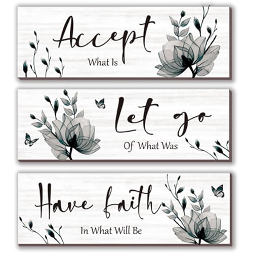 3 Pcs Black And White Bathroom Decor Rustic Flower Black Wall Art...