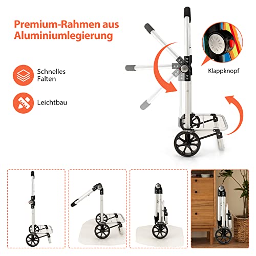 GOPLUS Einkaufstrolley klappbar, Einkaufswagen mit Rollen, Einkaufswagen mit Abnehmbarer Tasche für Lebensmittel – Bild 5
