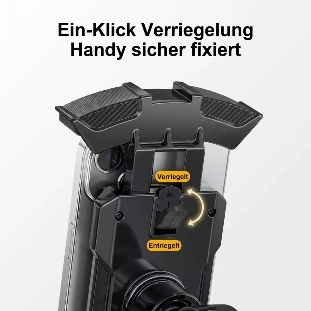 MEIION beyerwerk velogrip Fahrrad handyhalterung mit 360°Drehung & Einhandbedienung,Verstellbare, für Rückspiegel & Motorrad Lenker