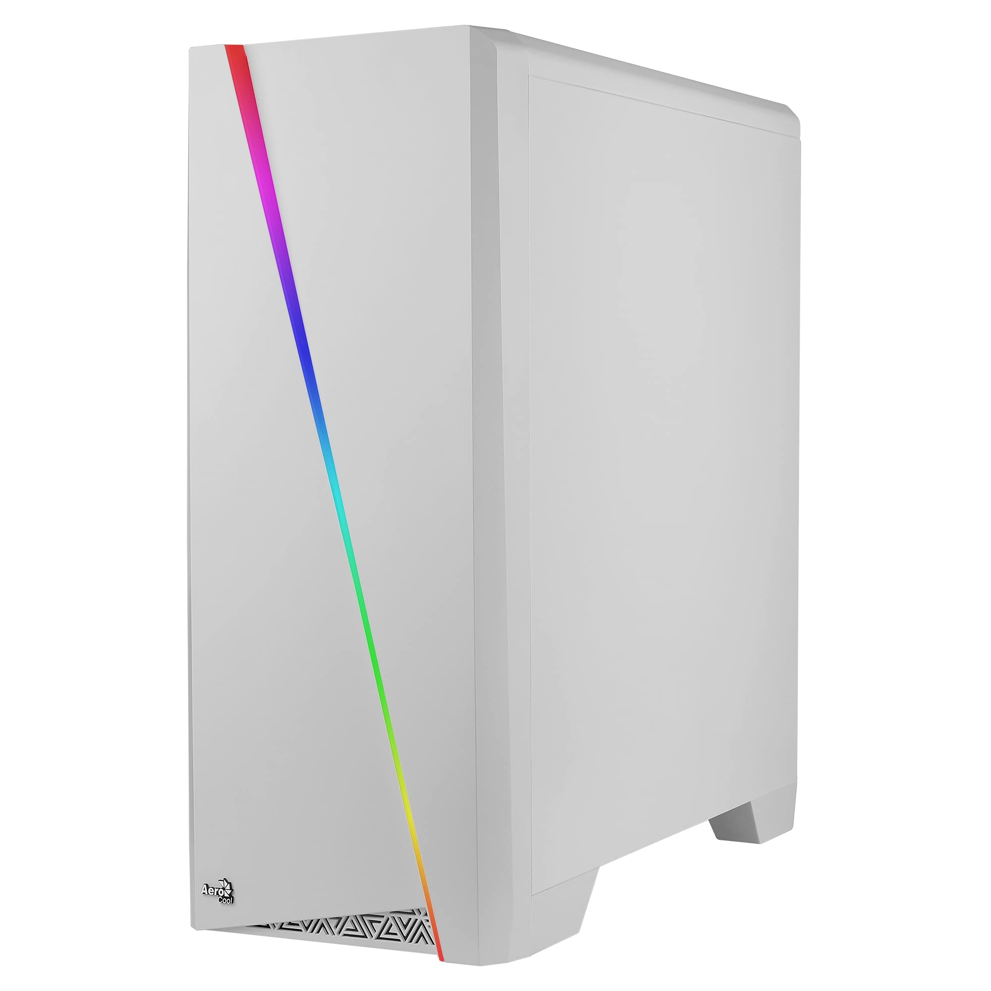 Aerocool CYLON – obudowa PC (pół-pochodnia, ATX, akrylowa ściana boczna, RGB LED z przodu, 13 trybów świecenia, łącznie z wentylatorem 12 cm z tyłu, USB 3.0), biała