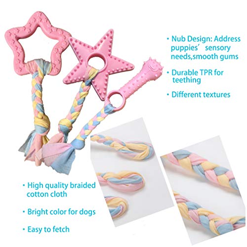 Puppy Toys for Teething, Puppy Chew Toys for Small Dogs, Crinkle Dog Toys Small Breed Boredom and stimulating, Dog Toys for Small Dogs, Pink, 5-Pack - Image 5
