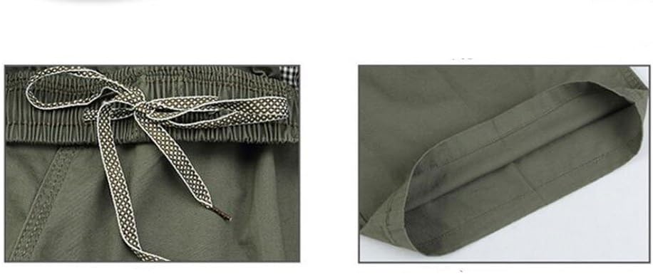 Men's Casual Twill Cargo Shorts Zip Fly Cotton Elastic Waist Loose Fit Drawstring Short - Image 7