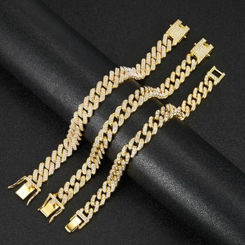 Gold Silver Ankle Bracelets for Women Cuban Link Anklets Plus Size Ankle Bracelet Layered Link Anklet Set Rhinestone Bling Anklets Gold Silver Jewelry for Women Gift Set4