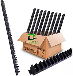 KIT 20 Cremalheira Gomo de Polipropileno (PP) para Motor de Portão Deslizante 25cm Total 5m – Compatível com Motores ROSSI, PPA, SEG, GAREN, UNISYSTEM e MC GARCIA