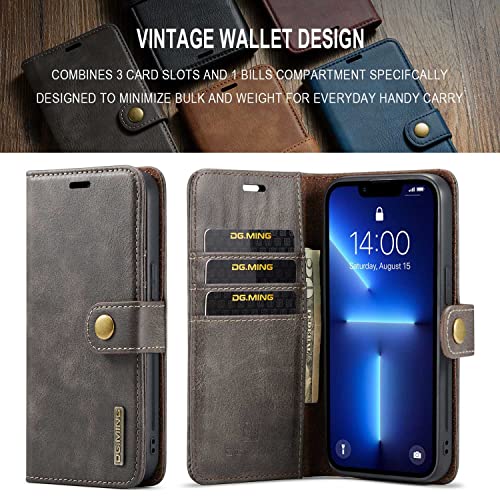 MOONCASE Capa para iPhone 13 Pro Wallet Case, Destacável Magnetic PU Couro Capa Protetora com Suport