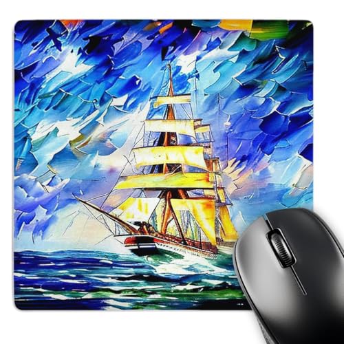 3dRose Tall Ship Digital Art. Good Day, Fresh Wind, Rough sea, Full Sails - Mouse Pads (mp-375684-1)
