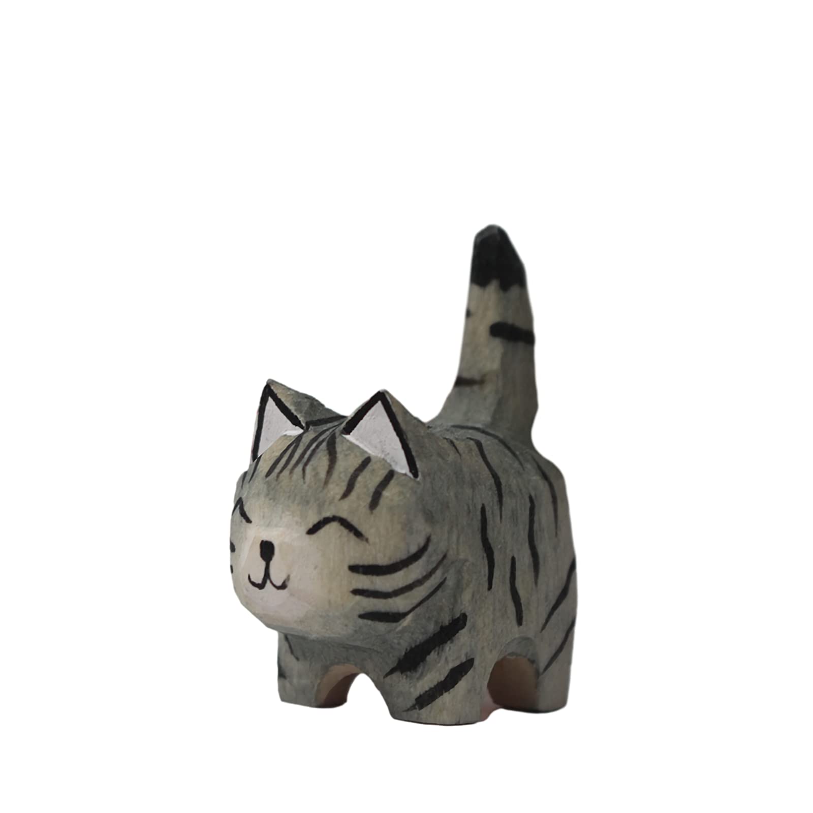 Amazon.co.jp: TALKLEK 小さな木製の猫の置物 - S 1.85インチ、手作り