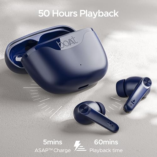 Image of Boat Airdopes 207 TWS in Ear Earbuds with 50 Hrs Playtime, Quad Mics with Enx Tech, ASAP Charging, Iwp Tech, Beast Mode with 50 Ms Low Latency, Bluetooth V5.3, USB Type-C Port & Ipx5(Bold Blue)