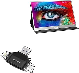 BoxWave Smart Gadget Compatible with PONKLOIE Slim & Zero Frame Portable Monitor PON-P16A (15.6 in) - AllReader SD Card Reader, microSD Card Reader SD Compact USB - Jet Black