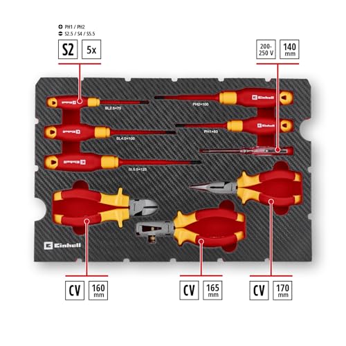 Testeur de phase et pinces isolées dans le coffret Einhell E-Case contre les pannes - 4