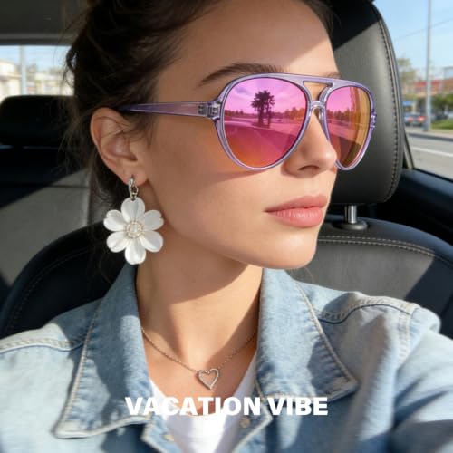 KUGUAOK Polarized Aviator Sunglasses for Women Sporty Style Running Sun Glasses Tangle Free Frame Vintage Trendy Shades - image 3