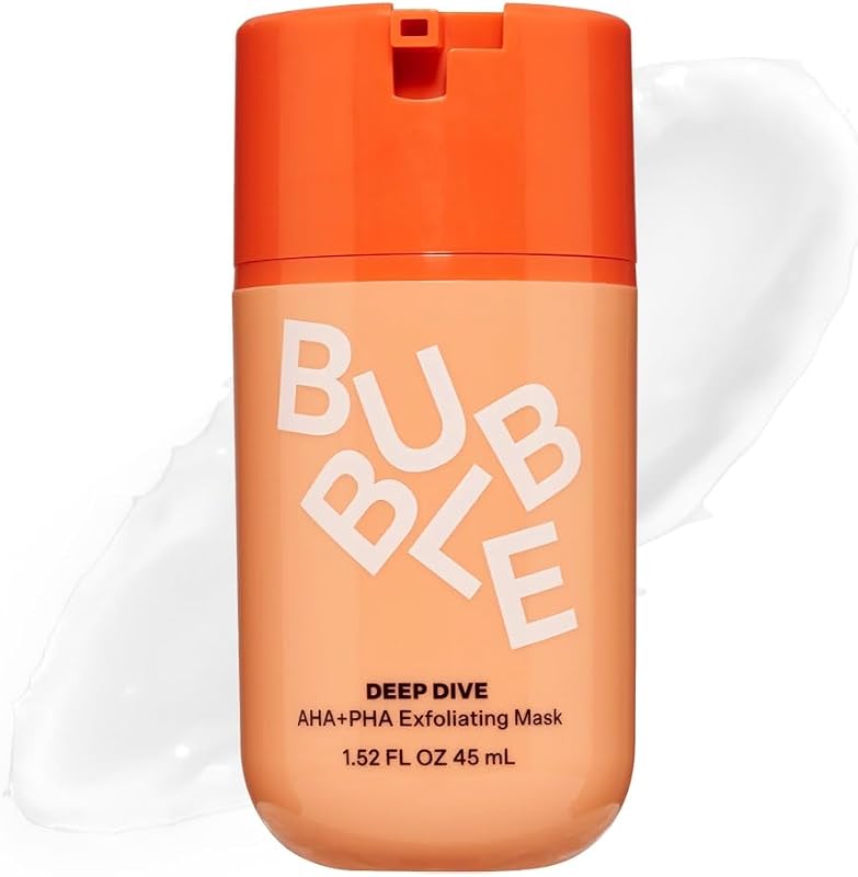 Mascarilla exfoliante Deep Dive AHA + PHA - Exfoliante facial suave con control de aceite - Promueve un tono de piel más uniforme - Cuidado de la piel enriquecido con ácido azelaico y extracto de corteza de sauce (45 ml)