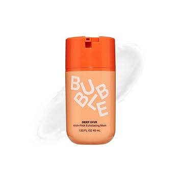 قناع تقشير Bubble Skincare Deep Dive AHA + PHA - مقشر لطيف للوجه مع التحكم في الزيت - يعزز لون البشرة الأكثر توازنًا - العناية بالبشرة الغنية بحمض الأزيليك ومستخلص لحاء الصفصاف 45 مل