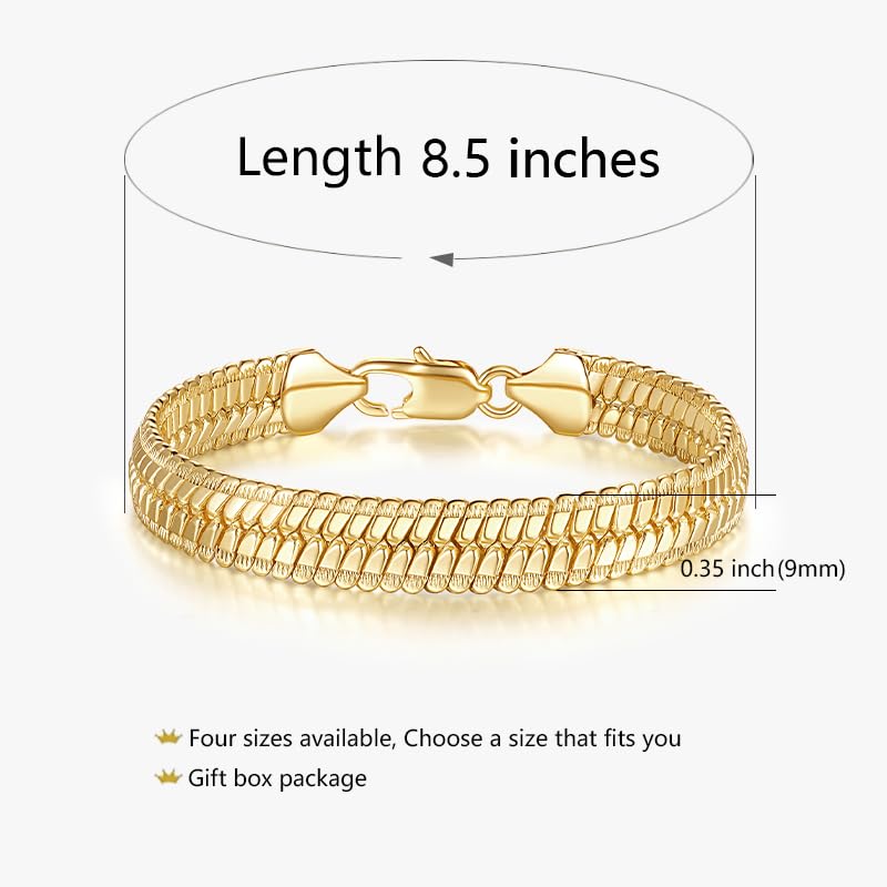 14K Gold Bracelets for Women Non Tarnish Men Bracelet Snake Chain Bracelet Sleek Gold Bracelets for Men Gold Jewelry Gifts 7/7.5/8/8.5 inches2