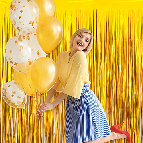 Lolstar Gold Foil Fringe Curtains, 3 Pack 3.3X6.6 Ft Matte Gold Party Decorations Photo Booth Props Gold Birthday Decorations Streamers Backdrop For Gender Reveal, Graduation, Retirement, Bachelorette #TOP7