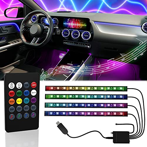 Mega Racer Rgb Car Interior Ambient Lights - Led Strip Lights, 8 Colors, 4 Music Sync Effects With Ir Remote Controller, Under Dash Car Lighting Kit, Usb Dc 12V #TOP18